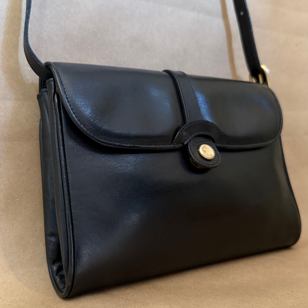 VTG Mark Cross Black Equestrian Style Shoulder Bag | Black | Made in Italy - Picture 13 of 14